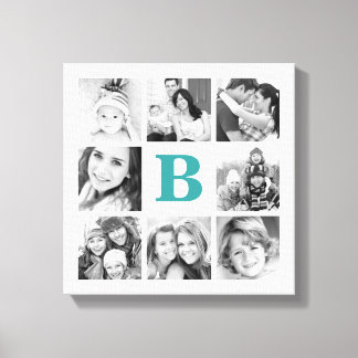 Canvas de Colagem de Fotos da Família Monograma Pe