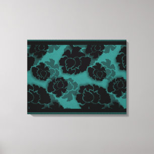 Canvas de Decadência Floral Grungy, Teal