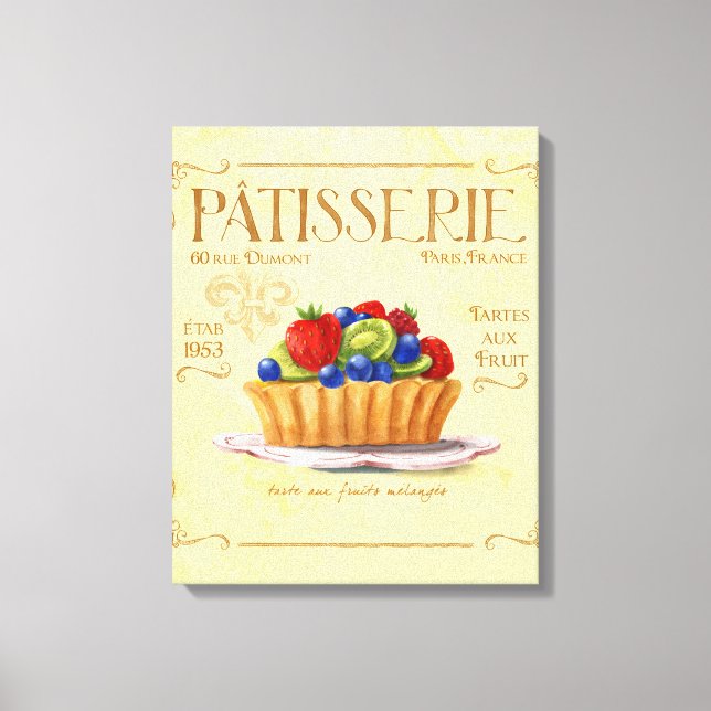 Canvas de decoração da cozinha francesa, Tart Frut (Frente)