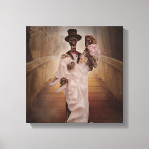 canvas de esqueleto e noiva