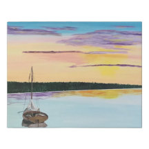 canvas de Faux com veleiro