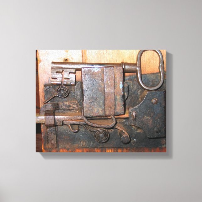 Canvas de fechadura e chave antiga da porta (Frente)