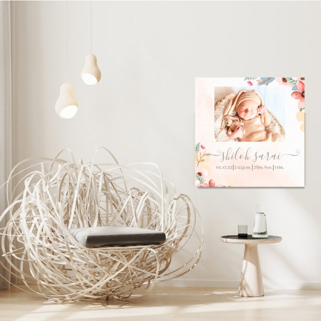 Canvas de Fotografias de Novos Nascimentos (Personalized Newborn Stats Keepsake Canvas Wall Decor)