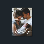 canvas de Fotografias Personalizadas da Família de<br><div class="desc">Imobilize seus momentos familiares queridos com nossa canvas estilizada personalizável, com um script moderno tipo "Família", camada branca. Esta canvas elegante não é apenas uma peça de arte; é uma marca que captura lindamente a essência do amor e da união da sua família. Personalize esta canvas com sua foto favorita...</div>