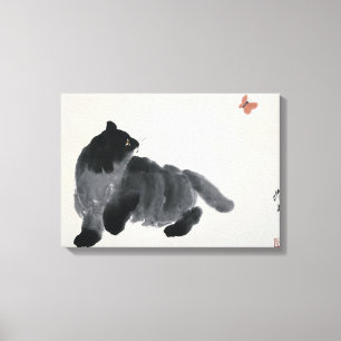 Canvas de gato e borboleta