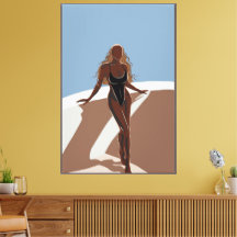 canvas de Ilustração de Mulher Bikini de 40" x 60"