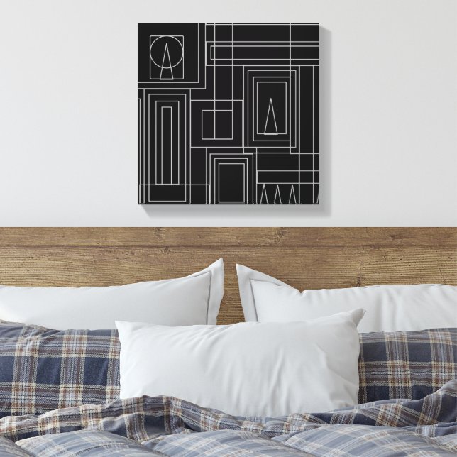 Canvas de Impressão de Art Deco Monocromático (Insitu(Quarto))