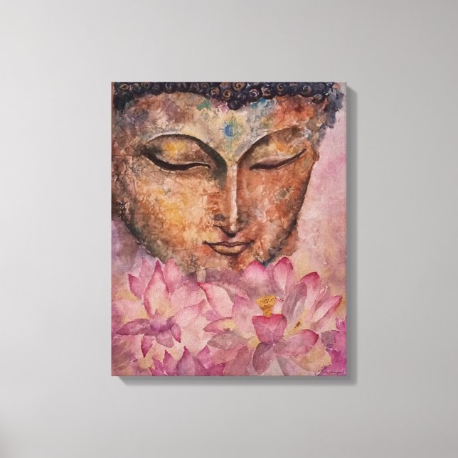 Canvas de Impressão de Lótus Rosa Buda (Frente)