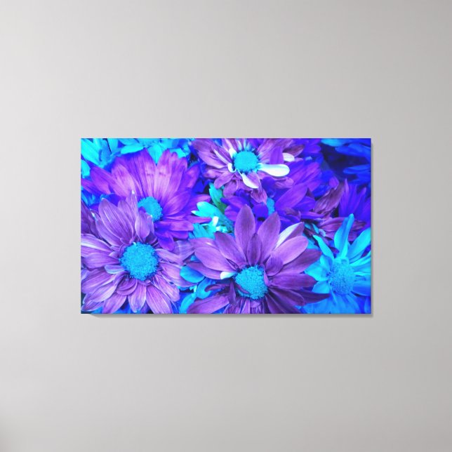 Canvas de Impressão de margaridas roxas N turquesa (Frente)
