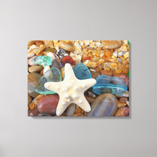 Canvas de Impressões de vidro do mar azul de praia