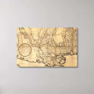 Canvas de Mapa da Vintage Louisiana