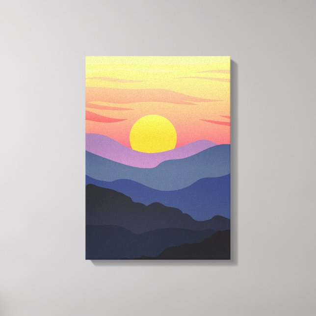 Canvas de Montanha da Ilustração Amarela e Azul (Frente)