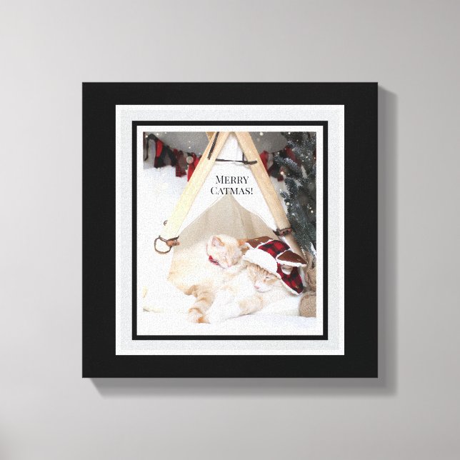 Canvas de Natal de Feliz de Gatinhos bonitas (Frente)