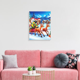 Canvas de Natal dos Animais Letras Art 12" x 16"