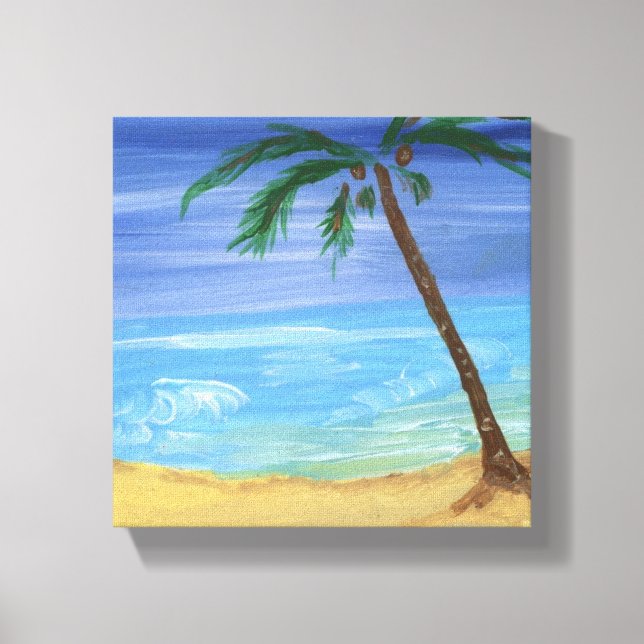 Canvas de pintura em Cena de Praia Pequena (Frente)