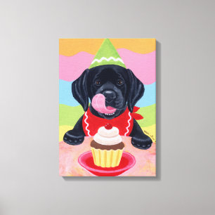 Canvas de pintura pretas do cupcake do aniversári