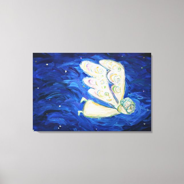 Canvas de Pintura Voadora de Anjo e Bebê (Grande) (Frente)