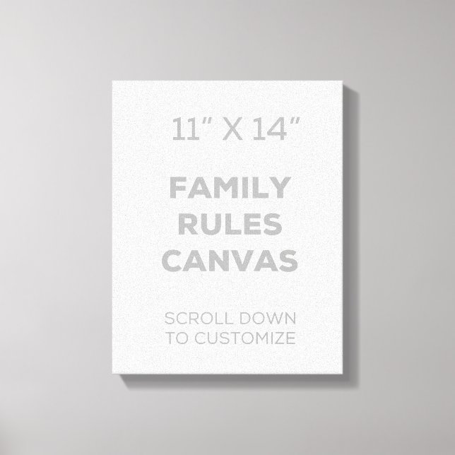 canvas de Regras da Família de 11" x 14" (Frente)