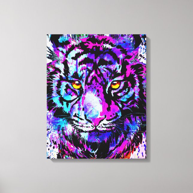 Canvas de Retrato de Cabeça de Tigre Roxo (Frente)