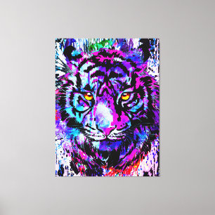 Canvas de Retrato de Cabeça de Tigre Roxo