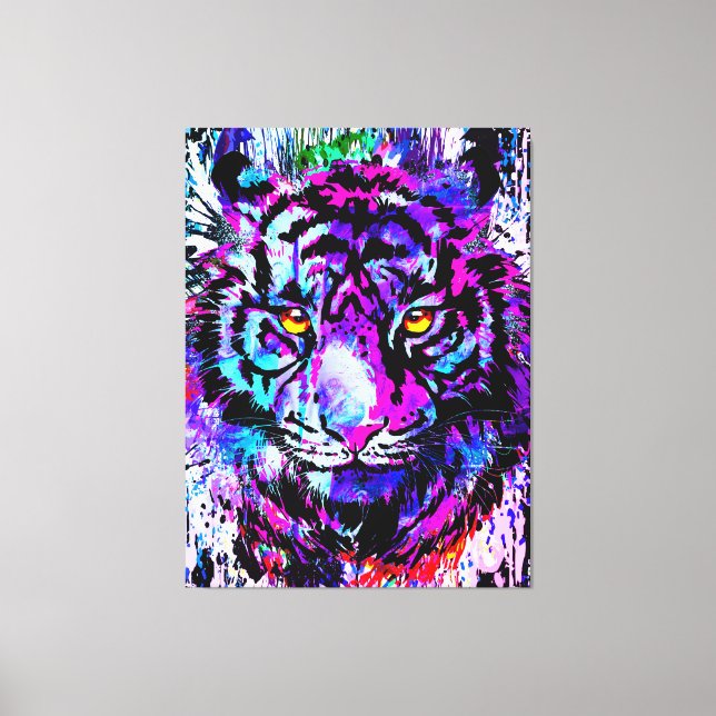 Canvas de Retrato de Cabeça de Tigre Roxo (Frente)