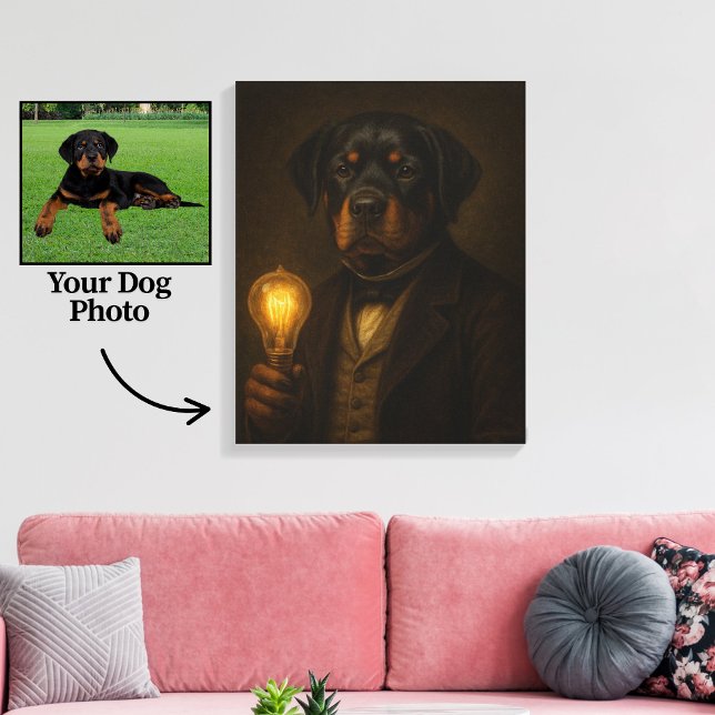 Canvas de Retrato de Cão Personalizado - Estilo No (Criador carregado)