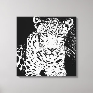Canvas De Retratos Branco E Preto-Leopardo