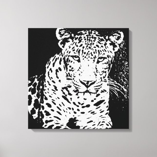 Canvas De Retratos Branco E Preto-Leopardo (Frente)