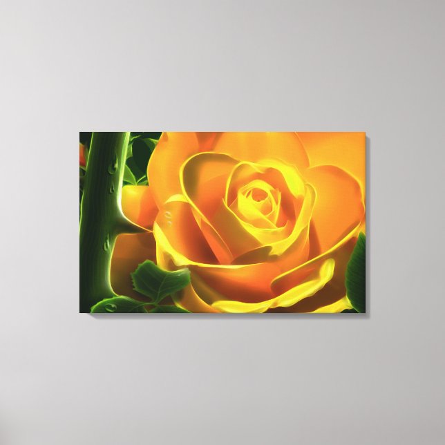 Canvas de Rosa Amarelo Surreal (Frente)