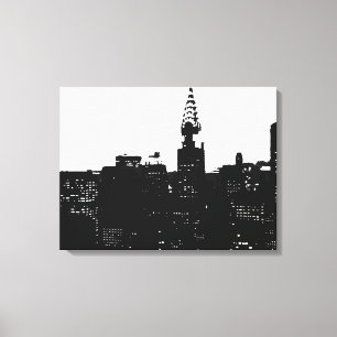 Canvas de silhueta Black White New York