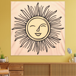 Canvas de Símbolo Sun Minimalista Boho - Espiritu