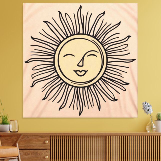 Canvas de Símbolo Sun Minimalista Boho - Espiritu  (Insitu(Sala de estar))