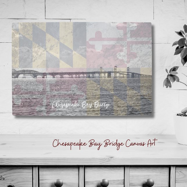 Canvas de Sobreposição da Chesapeake Bay Bridge Ma (Chesapeake Bay Bridge Overlay Canvas adds a splash of color for your walls! Maryland pride!)