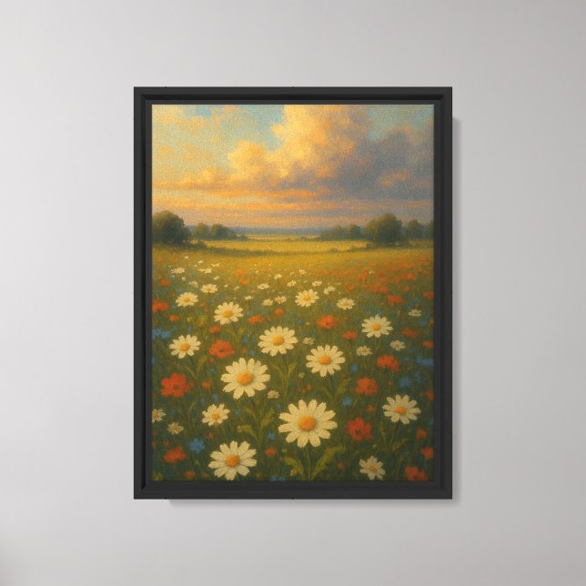 Canvas de sombra Sunset com margaridas e flores si (Frente)