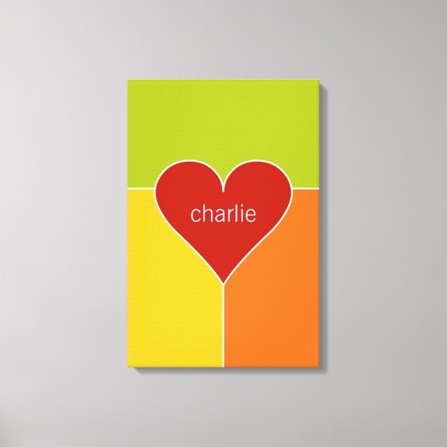 Canvas de texto personalizado de padrão de coração (Frente)
