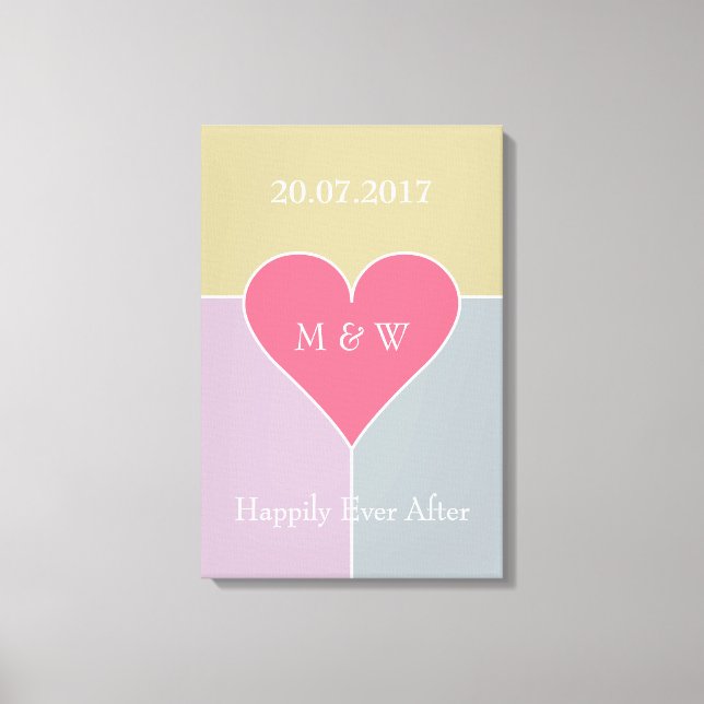 Canvas de texto personalizado de padrão de coração (Frente)