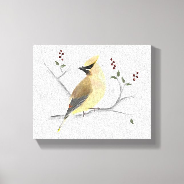 Canvas de Waxwing Cedar de Watercolor (Frente)