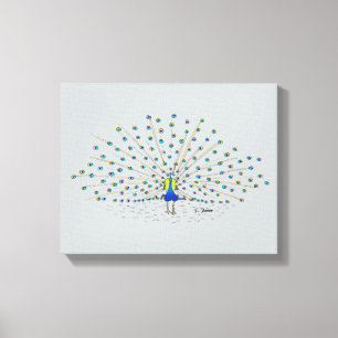 Canvas decorativa bonito de pintura de pavão