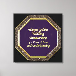 Canvas do aniversário do casamento feliz e Dourado