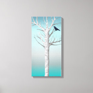 Canvas do bosque w/bird 10x20 do vidoeiro do