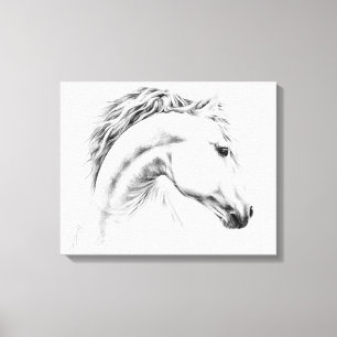 Canvas do desenho de lápis do retrato do cavalo
