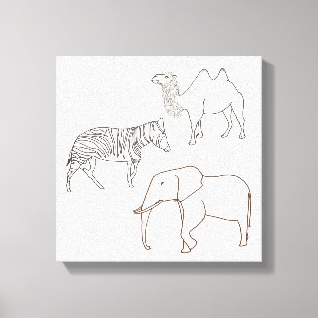 Canvas do Elefante Zebra Camel Paint It (Frente)