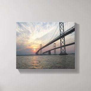 Canvas do por do sol da ponte da baía de