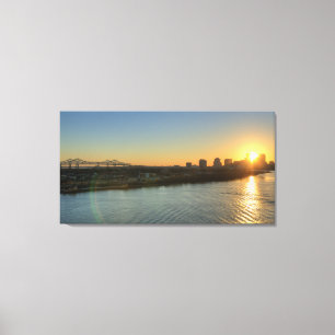Canvas do por do sol do rio Mississípi
