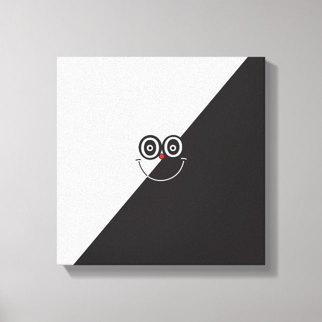 Canvas do rosto do sorriso preto e branco (Frente)