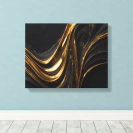 Canvas Dourada de linha de luxo | Abstrato Black D