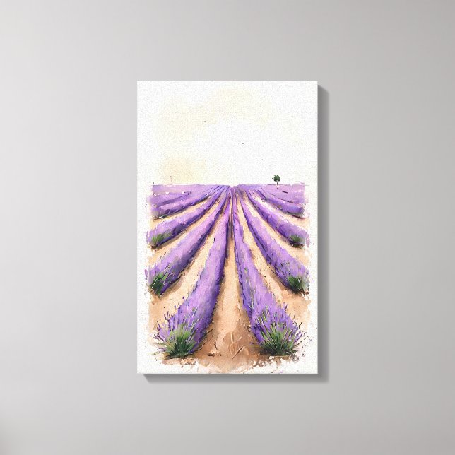 Canvas estendida - pintura de campo de Lavanda (Frente)