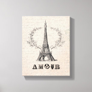 Canvas esticada da Torre Eiffel francesa Vintage