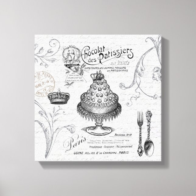 Canvas esticada do Bolo Francês Vintage (Frente)