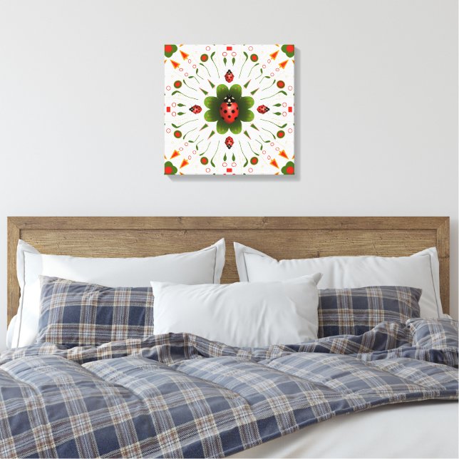 Canvas Esticada Ladybug-tema Impressão de 16" X 16 (Insitu(Quarto))